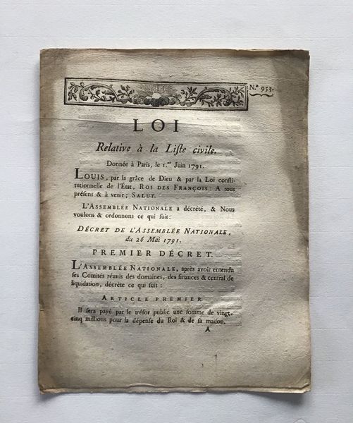 Productafbeelding Loi. Relative à la Liste civile.