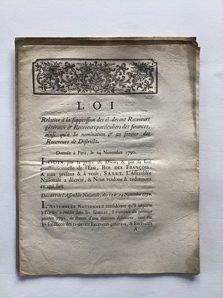 Productafbeelding Loi. Relative à la Suppression des ci-devant Receveurs généraux...