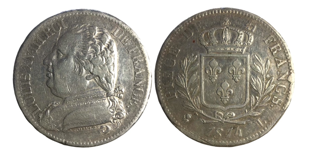 Produktbild Louis XVIII. 5 francs Bayonne 1814.
