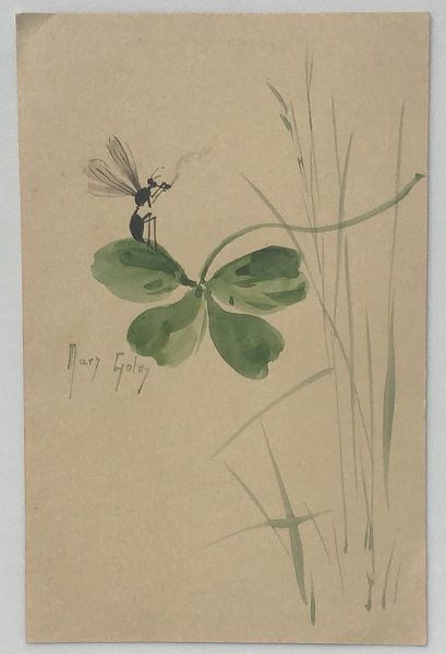 Productafbeelding Mary Golay. Le trèfle à 4 feuilles et la fourmi . Aquarelle originale.