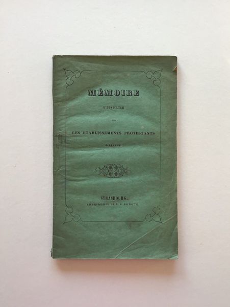 Productafbeelding Mémoire sur les établissements protestants d'Alsace.
