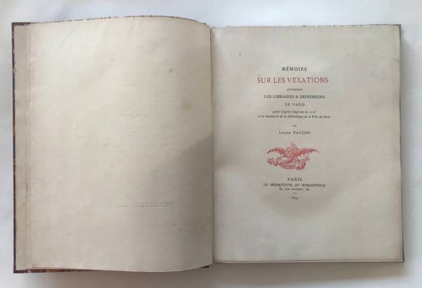 Product image Mémoire sur les vexations qu'exercent les libraires et imprimeurs de Paris.
