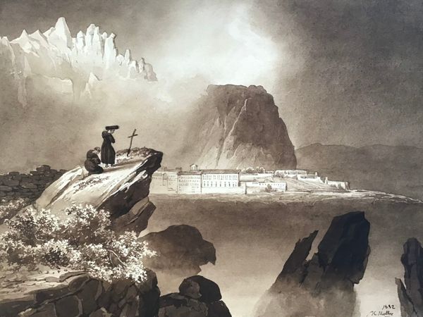 Image du produit Monastère de Montserrat. Dessin original. 1832.