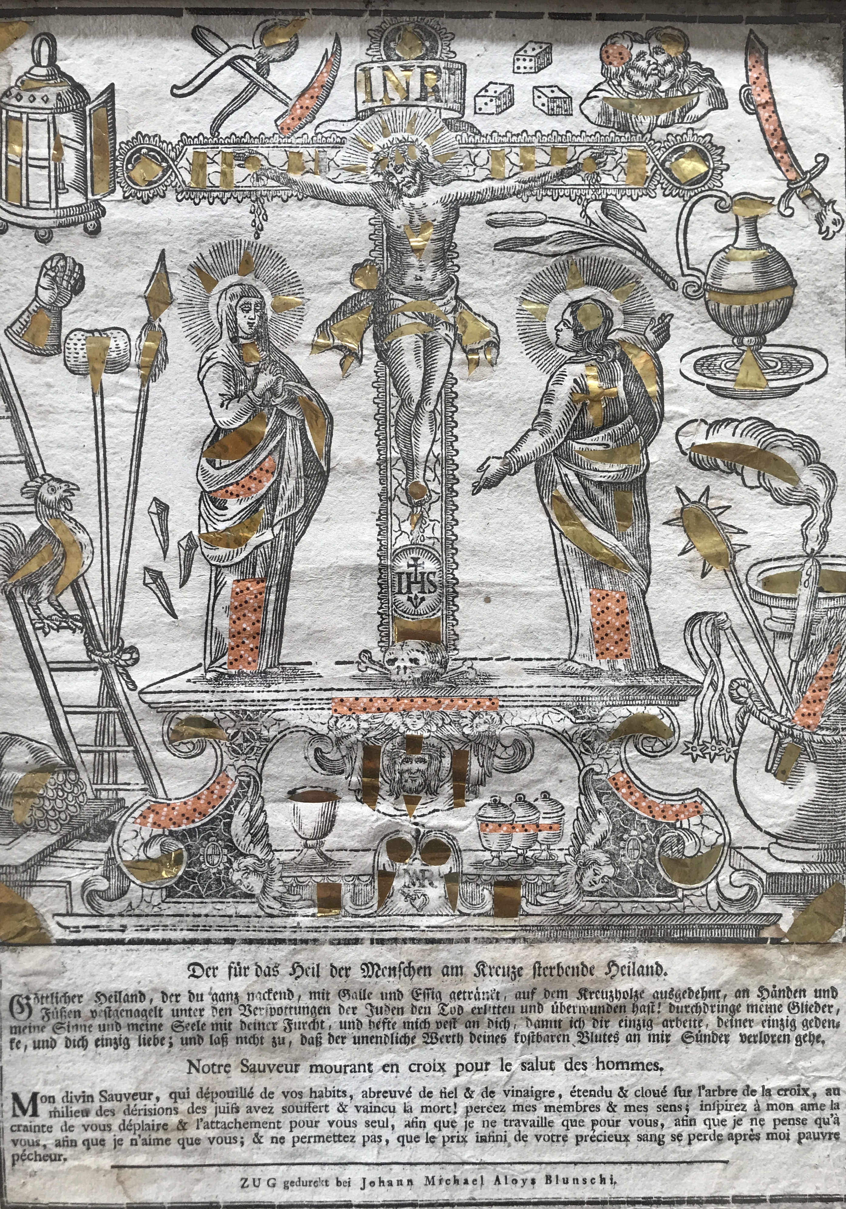Product Notre Sauveur mourant en croix pour le salut des hommes . Grande gravure ajourée. Fin du XVIIIe siècle thumbnail