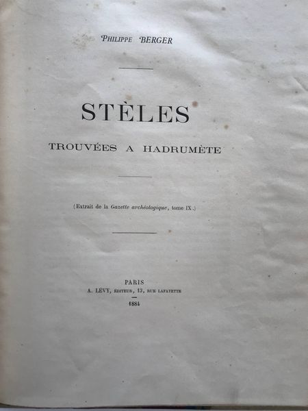 Productafbeelding Philippe Berger. Sidon. Tanit. La trinité carthaginoise. Hadrumète. Chypre.