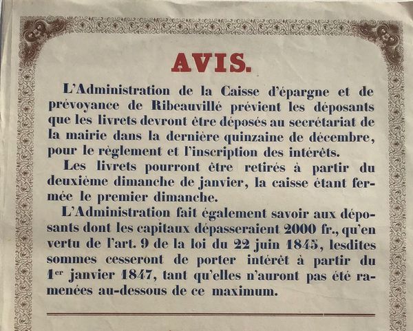 Produktbild Placard. Ribeauvillé. Caisse d'épargne.
