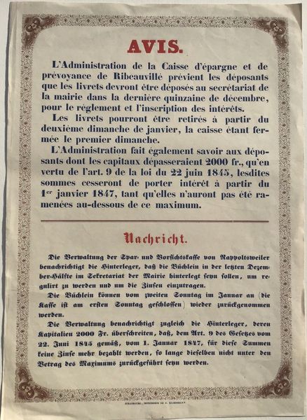 Produktbild Placard. Ribeauvillé. Caisse d'épargne.