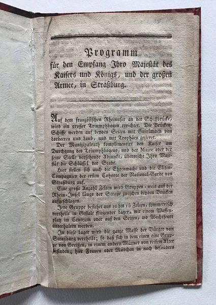 Image du produit Programme pour la venue de Napoléon Ier à Strasbourg. 1806.