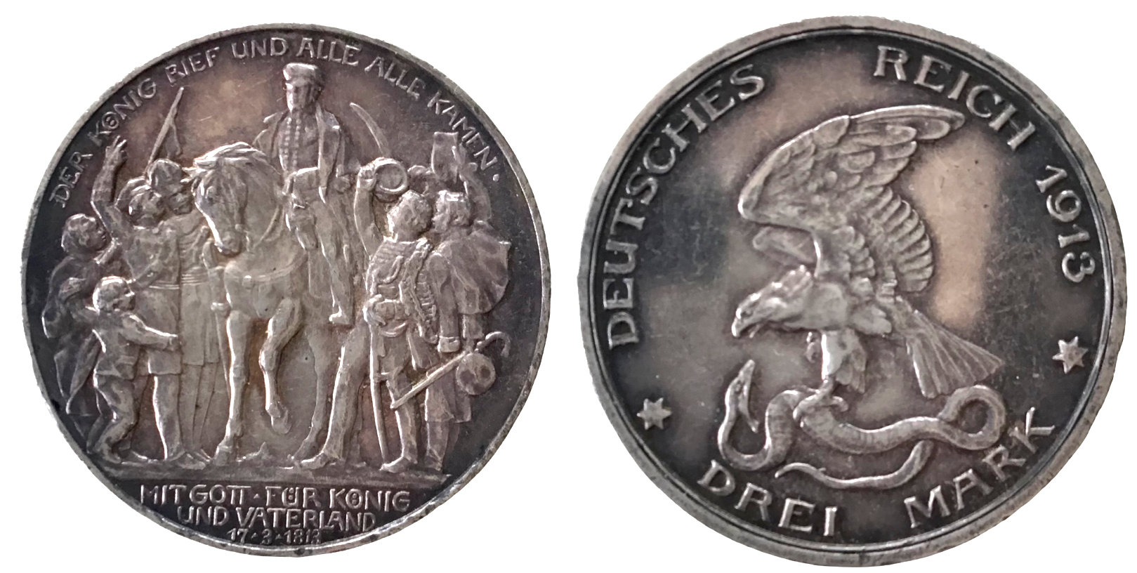 Product Prusse. 3 mark. 1913. miniatuur