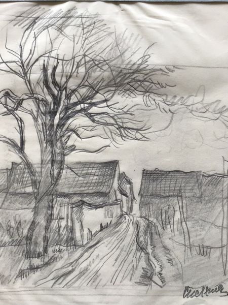 Image du produit Rue villageoise. Luc Hueber. Dessin original.