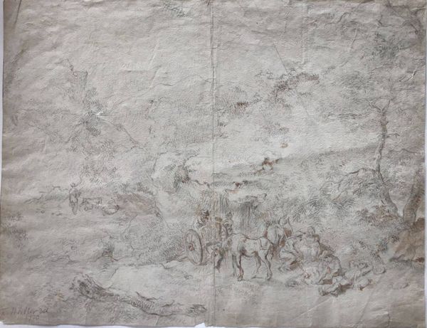Product image Scène champêtre. Grand dessin de F. Müller. 1770.