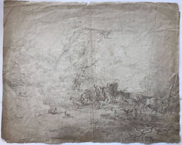 Productafbeelding Scène champêtre. Grand dessin de F. Müller. Vers 1770.