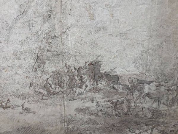 Productafbeelding Scène champêtre. Grand dessin de F. Müller. Vers 1770.