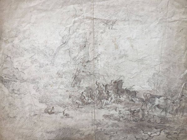 Productafbeelding Scène champêtre. Grand dessin de F. Müller. Vers 1770.