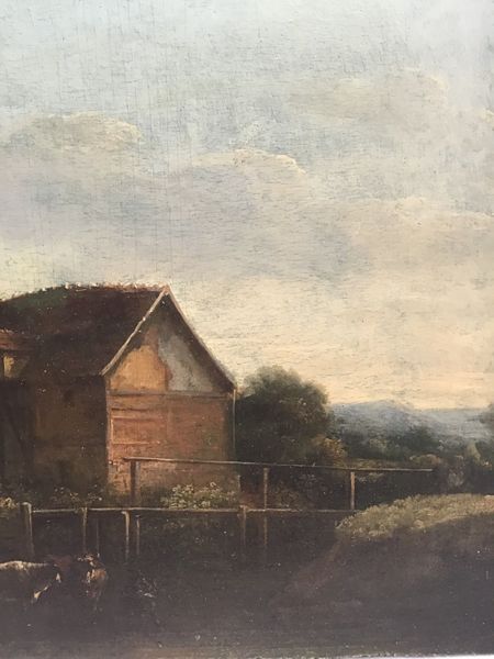 Productafbeelding Scène de vie paysanne. Peinture à l'huile. Theobald Michau.