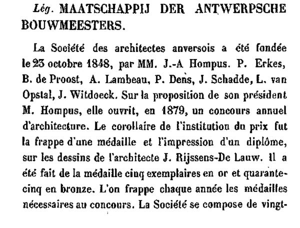 Productafbeelding Société des maîtres bâtisseurs anversois. Grande médaille.