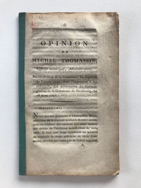 Productafbeelding Sur les revenus de la commune de Strasbourg en 1791.