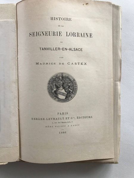 Productafbeelding Tanviller. Histoire de la seigneurie.