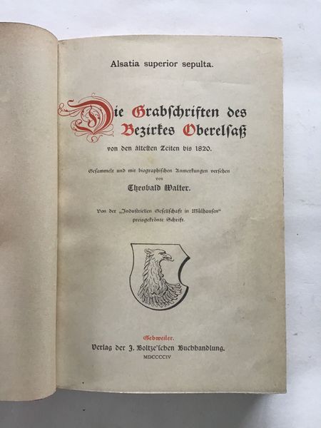 Productafbeelding Theobald Walter. Les épitaphes de Haute Alsace.