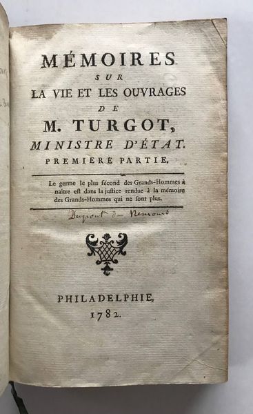 Produktbild Turgot. Dupont de Nemours.