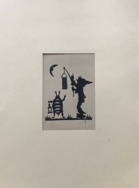 Produktbild Un scarabée et un nain regardent la lune. Papier découpé.