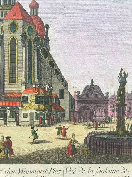 Productafbeelding Vue d'optique. Vue de la Fontaine de Mercure à la Place du Marché aux vins à Augsbourg.
