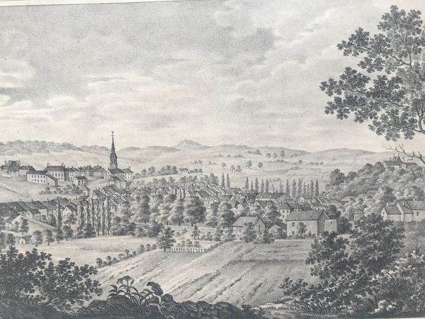 Productafbeelding Vue de Bourbonne les Bains. Lithographie de Thériat.