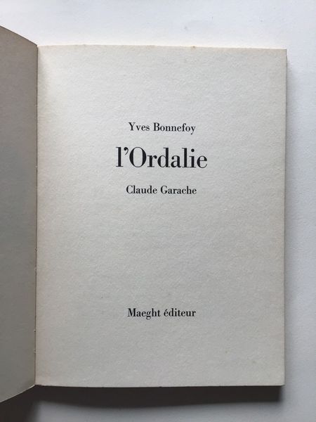 Product image Yves Bonnefoy. L'ordalie. Claude Garache. Maeght.